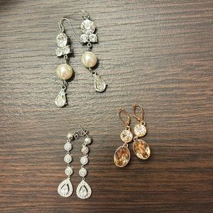 Lot of 3 Elegant dangling evening earrings